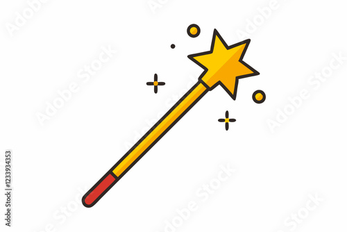 Magic wand line icon clipart vector art and illustration