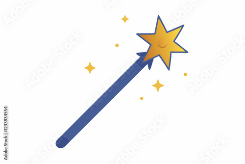 Magic wand line icon clipart vector art and illustration