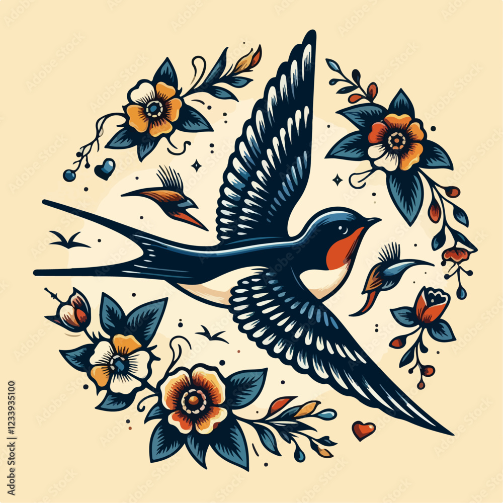 Obraz premium vector illustration of a swallow