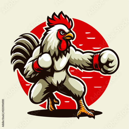 vector illustration of a rooster with a fist