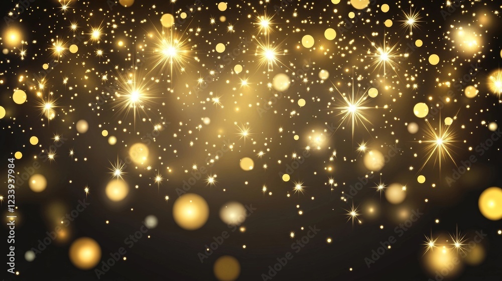Sparkling golden bokeh lights create a festive atmosphere for celebrations and special events at night Sparkling golden bokeh lights create a festive atmosphere for celebrations and special events at night