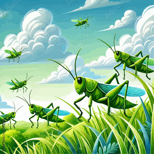 grasshopper on a green grass