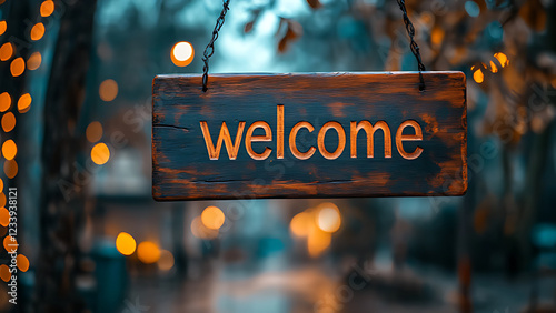 Hanging wooden sign saying 