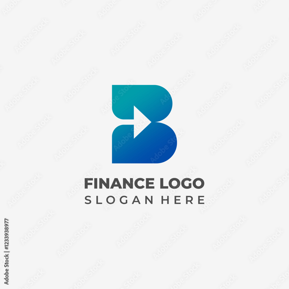 Digital Finance Logo with Focus on Arrow and Letter B Digital Finance Logo with Focus on Arrow and Letter B