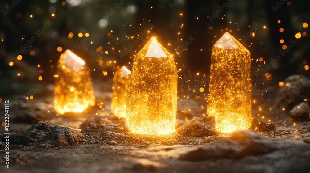 Fototapeta premium Glowing Crystals Shine Brightly