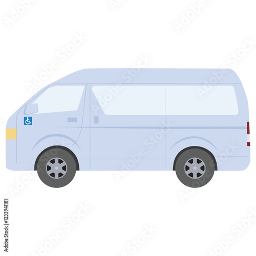 訪問看護サービスの自宅送迎途中の福祉車両（車椅子マーク付き）＿治療＿医療
