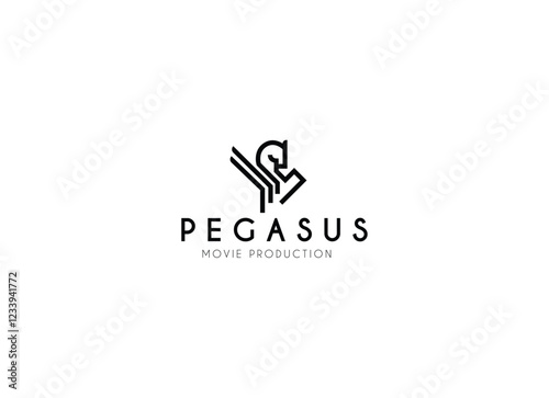 Pegasus Horse Jump Flying Logo. Pegasus Horse logo design vector illustration