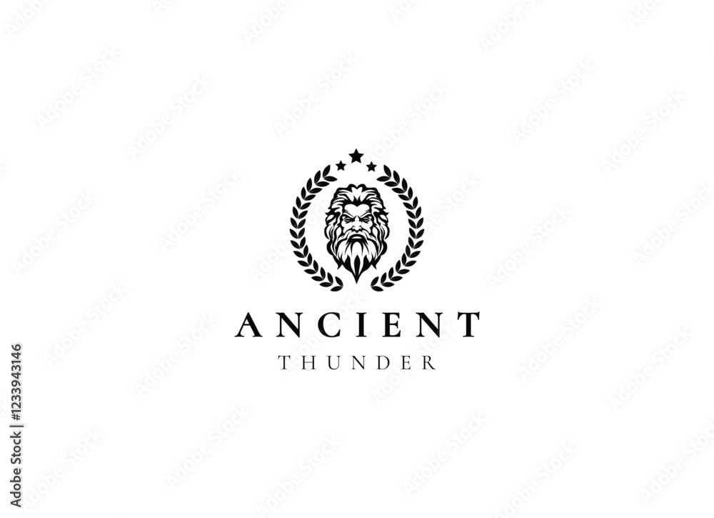 Fototapeta premium Ancient greek zeus logo design. Vintage zeus logo vector
