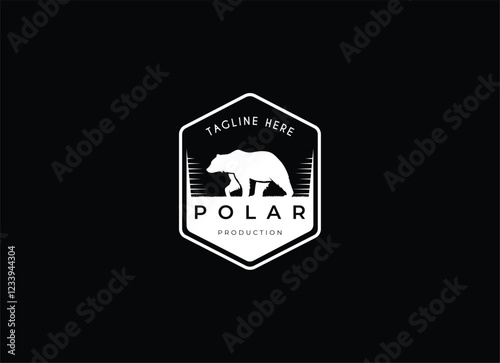 Silhouette of Walking White Polar Bear Minimalist logo design vector illustration