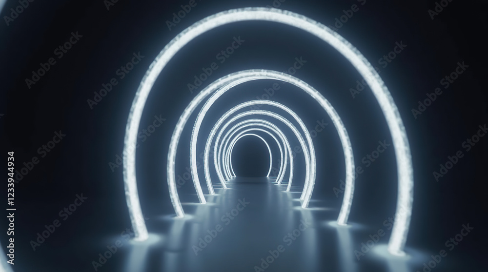 Fototapeta premium Abstract background, tunnel of glowing arcs.