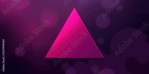 Centered, slightly tilted pink-to-purple gradient triangle against a deep purple backdrop creates an alluring visual depth and vibrant contrast