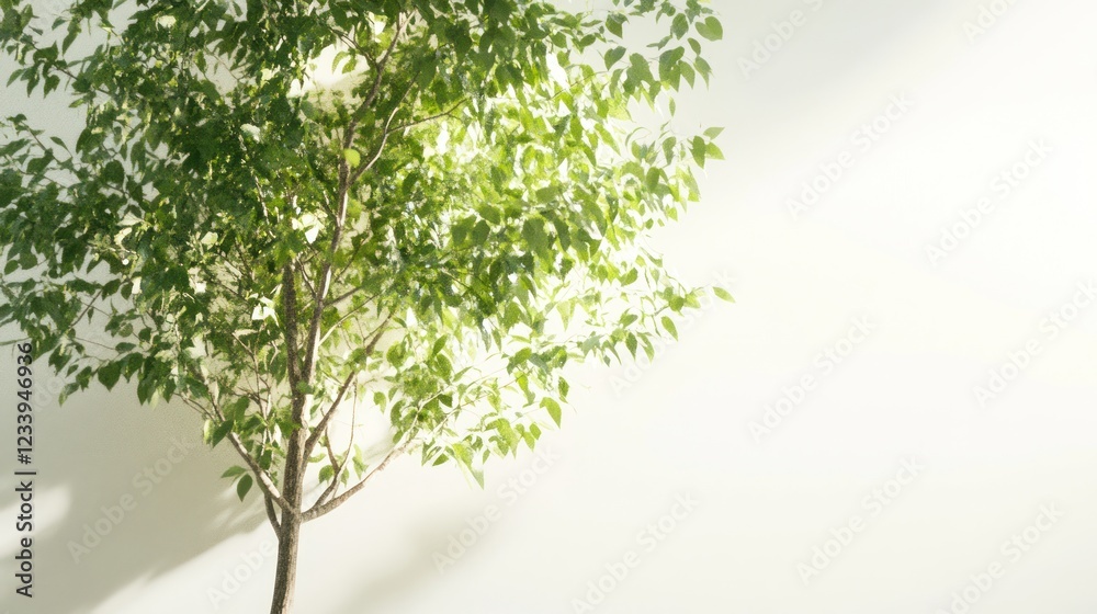 Indoor tree sunlight white wall background design Indoor tree sunlight white wall background design