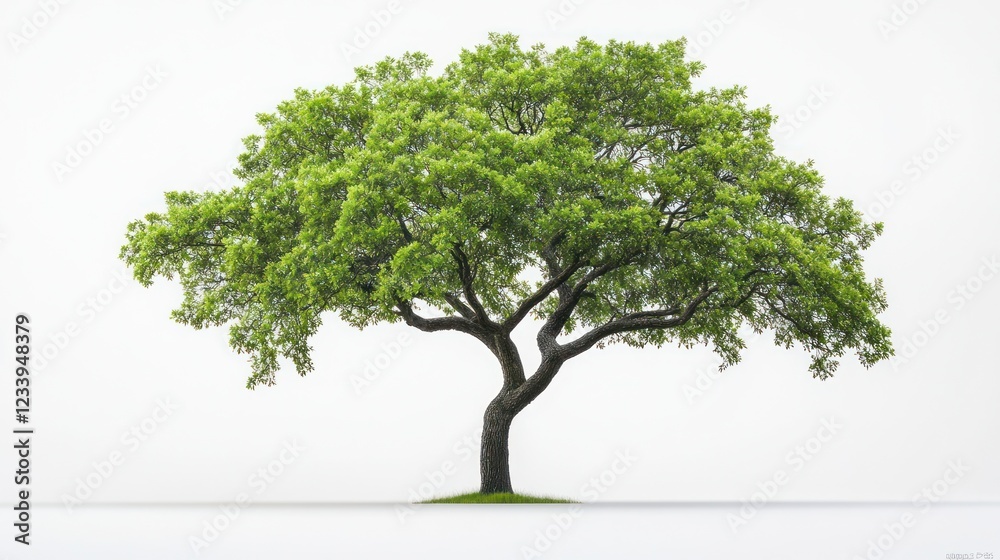 Lush green tree on white background, nature, spring Lush green tree on white background, nature, spring