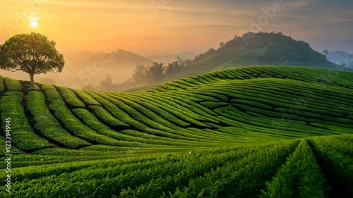 Wallpaper Mural The Tea Fields at Sunset Torontodigital.ca