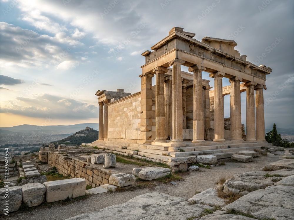 Fototapeta premium Ancient Eleusis Propylaia, AI portrait photography, Greece.