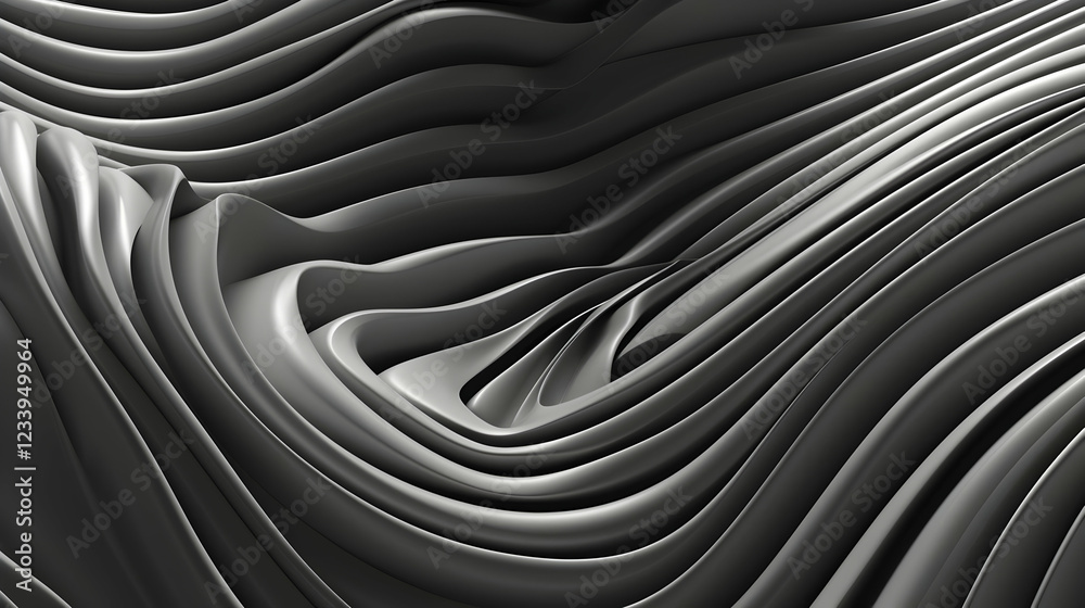 Obraz premium Abstract waves in black and white create a dynamic, flowing texture.
