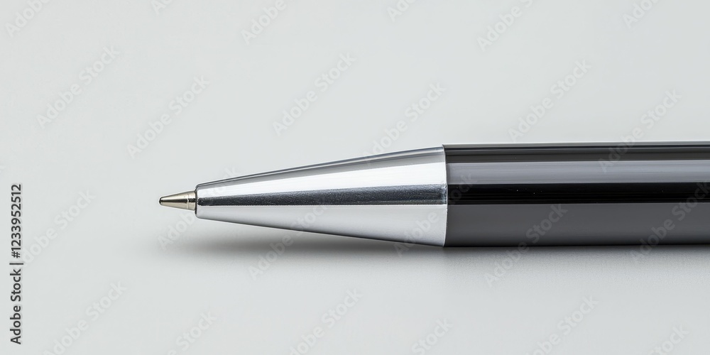 A sleek black pen with a silver tip rests on a light gray surface, showcasing its elegant design and functionality. A sleek black pen with a silver tip rests on a light gray surface, showcasing its elegant design and functionality.