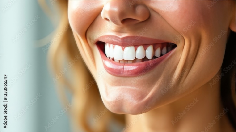 Obraz premium female smile with snow-white teeth close-up