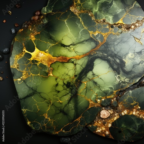 Luxury Natural Green Neon and Black Marble Texture in High Contrast