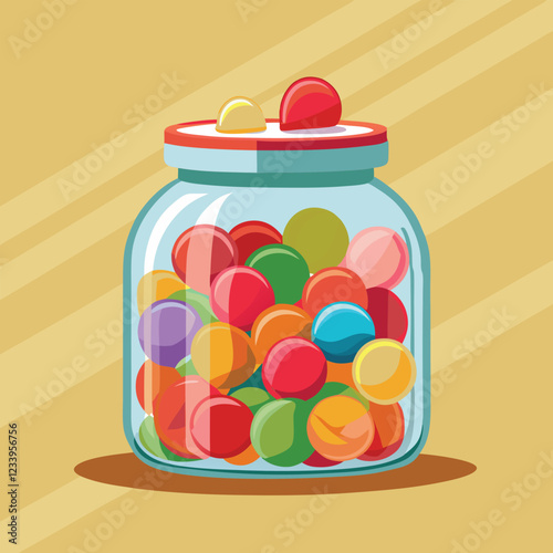 candy in a jar jar glass with balls candies sweet confectionery isolated icon vector illustration