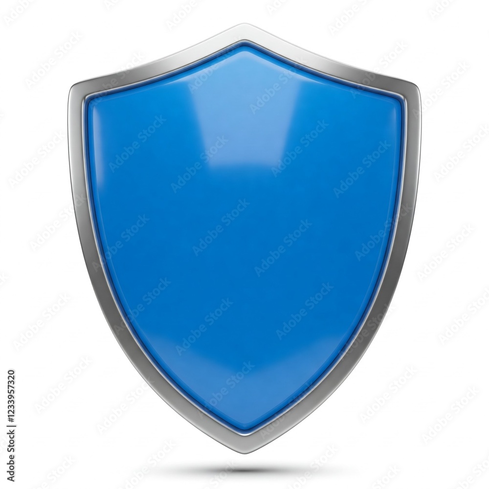 blue and silver 3d shiny shield icon isolated on white background blue and silver 3d shiny shield icon isolated on white background