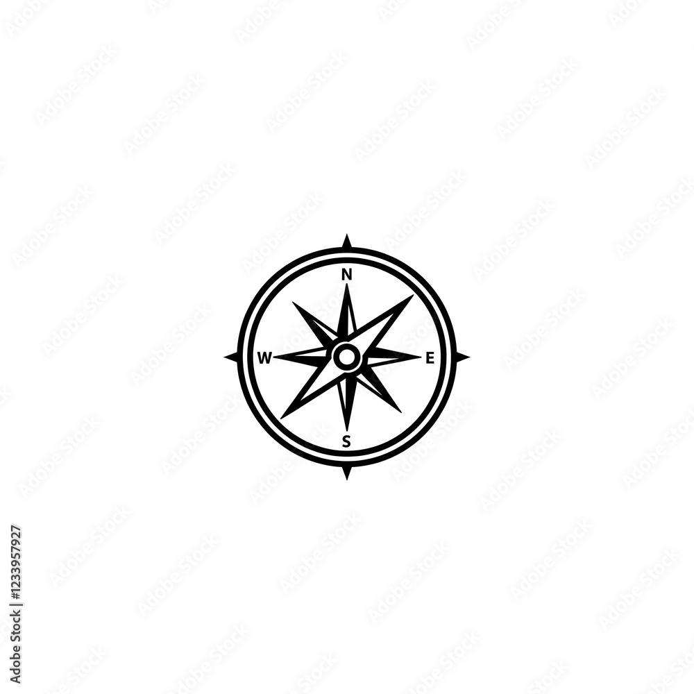 black and white compass icon design element illustration