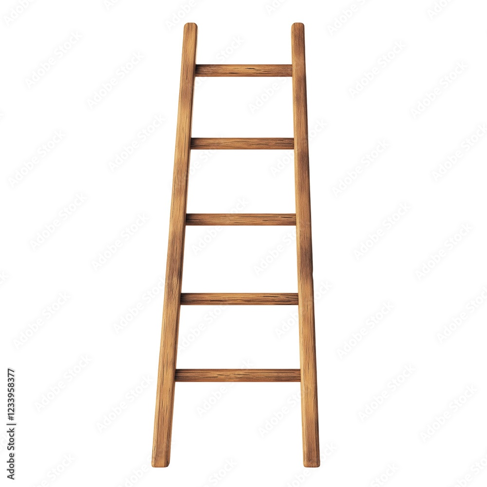 wooden ladder isolated on transparent white background, clipping path wooden ladder isolated on transparent white background, clipping path