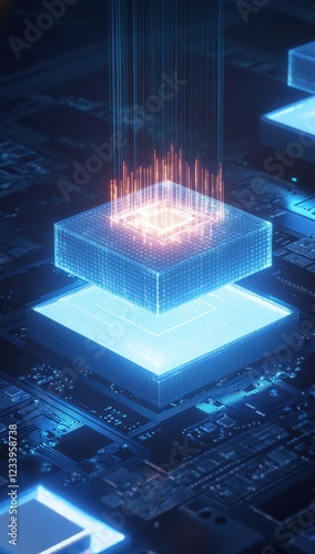 Futuristic Quantum Computing Processor Chip Motherboard Technology