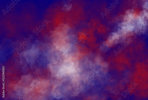 Abstract colorful background. blue white red background with smoke cloud copy space for design. Web banner.