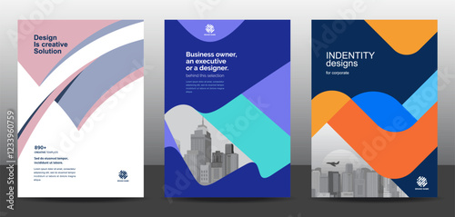 Template vector design for Brochure, AnnualReport, Corporate Presentation, Portfolio, Flyer, layout modern, posters set with grapient shape patterns. Eps10