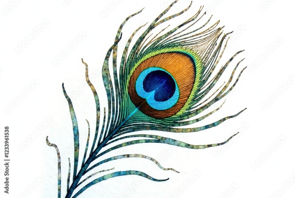 Obraz premium Peacock Feather Eye Detail Watercolor Art
