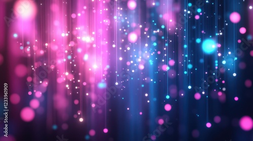 Abstract digital background featuring vertical pink and blue light dots, creating a visually striking and dynamic effect.