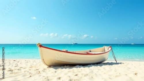 small boat on the beach near the seashore