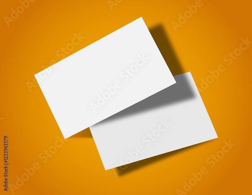 Business card blank mockup design in orange background.
