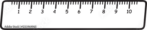 Simple Black and White 10 cm Ruler Illustration – Measurement Tool Vector