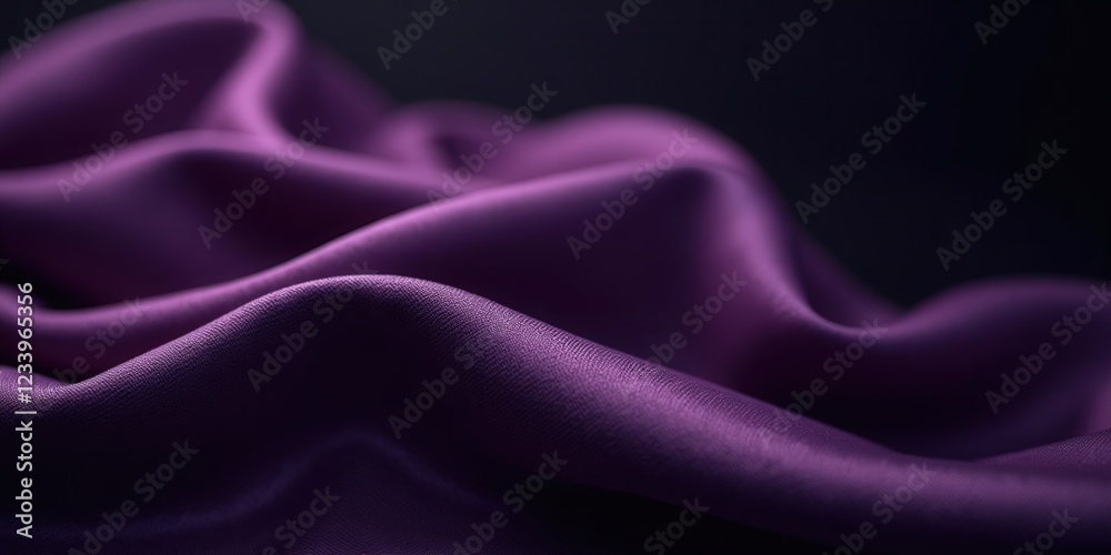 Obraz premium Rich, dark purple fabric reveals its layered elegance through a smooth, wavy texture, with subtle depth from varied tones in each layer