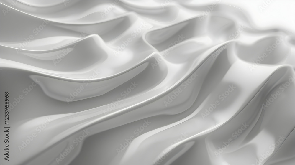 Fototapeta premium A close-up of smooth, flowing white fabric creating a dynamic, textured surface.