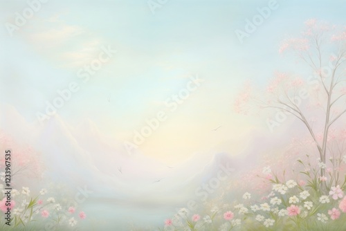 Sprakling backgrounds landscape flowers. photo