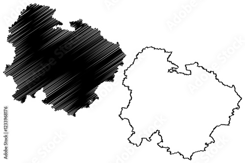 Weissenburg-Gunzenhausen district (Federal Republic of Germany, rural district Middle Franconia, Free State of Bavaria) map vector illustration, scribble sketch Weissenburg Gunzenhausen map