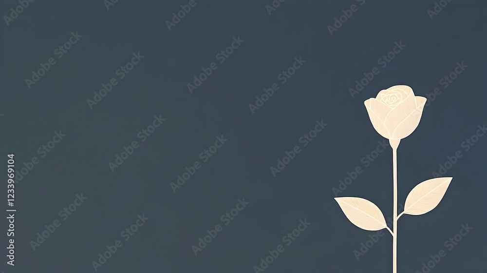 Fototapeta premium Minimalist Floral Design with Single Rose on Dark Background