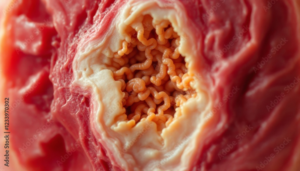 Intricate Interior Landscape of Muscular Tissue Revealing Complex Structures