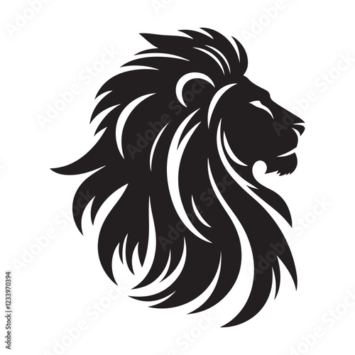 Lion Head Silhouette in Wild

