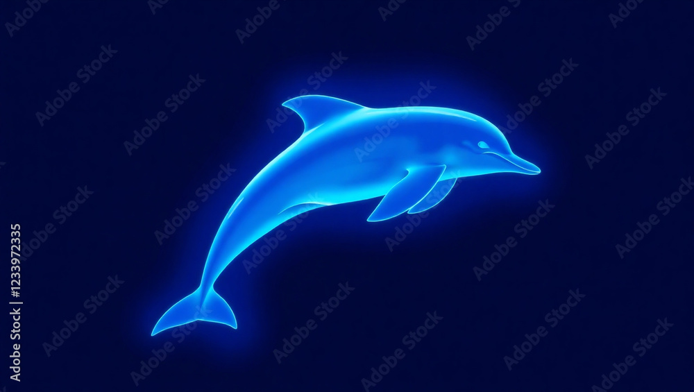 Obraz premium Neon Glowing Blue Dolphin