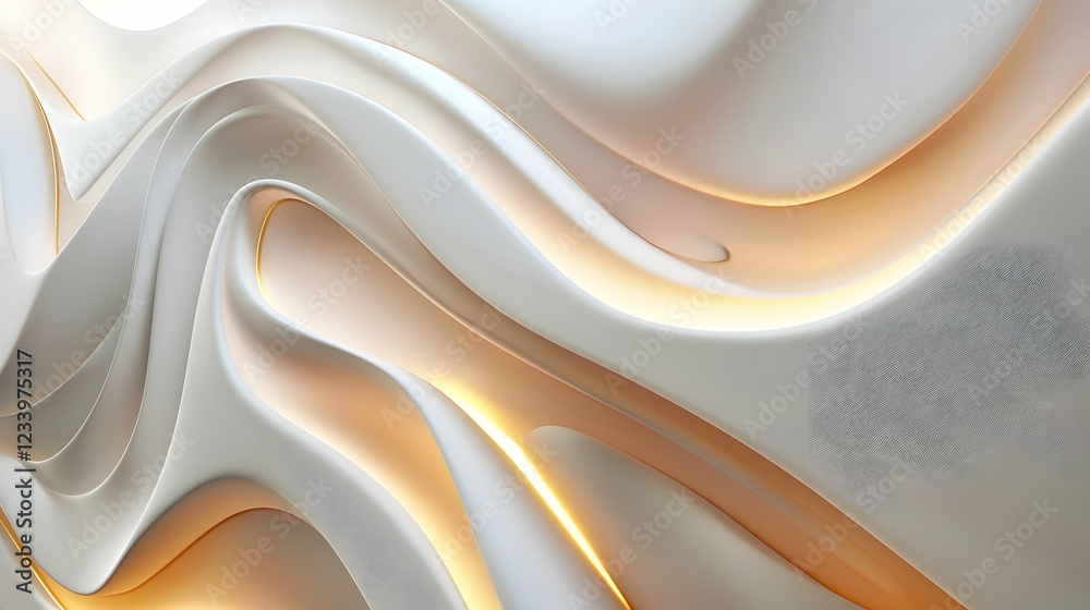 Fototapeta premium Abstract design featuring smooth, flowing shapes with warm lighting effects.