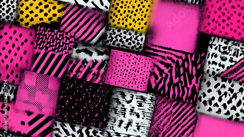 Abstract Pink Black White Animal Print Collage