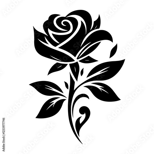 Silhouette of rose flower vector style