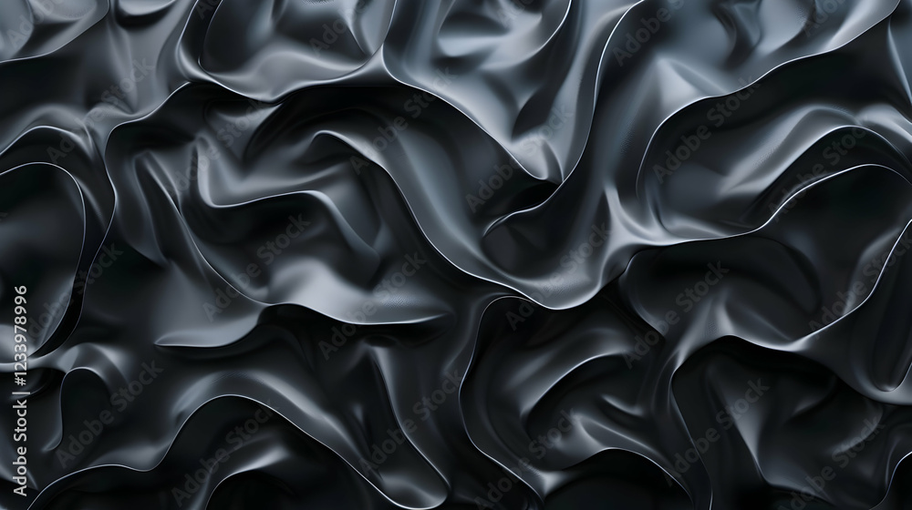 Obraz premium A close-up of crumpled black fabric, showcasing texture and depth.