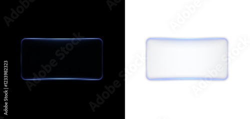 vibrant blue neon rectangle frame with glowing tech effects, ideal for web banners, social media graphics, presentations, and futuristic layouts