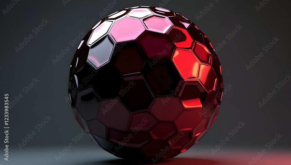 Fototapeta premium Red Hexagonal Sphere 3D Design for Modern Interiors