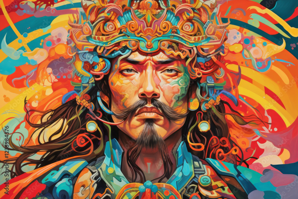 Obraz premium Brave Warrior Retro Abstract Colorful Painting